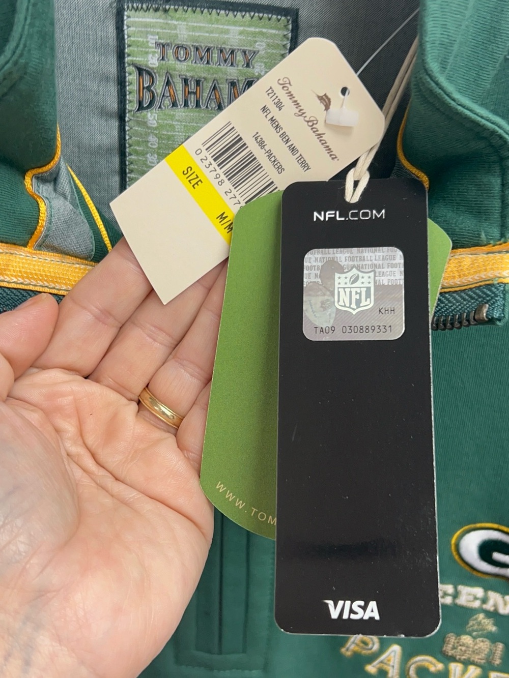 Tommy Bahama Green Bay Packers Green Quarter-Zip Pullover Size Medium - Picture 6 of 6